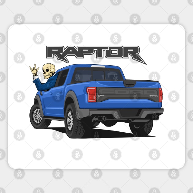 Truck ranger raptor f150 4x4 hand skull metal blue Magnet by creative.z